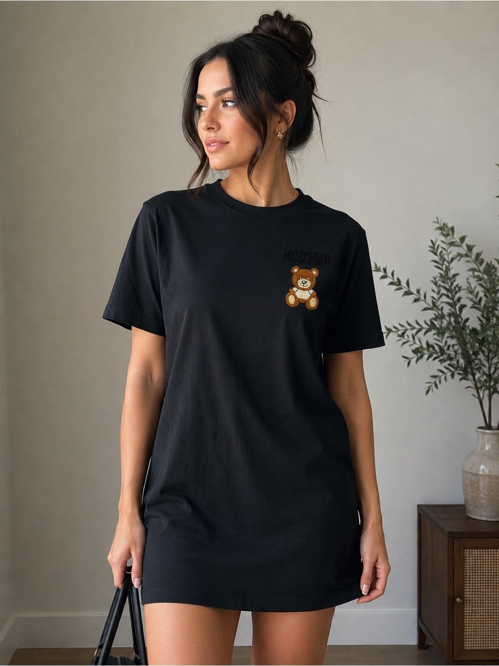 Moschino couture Made in italy Black Teddy Graphic Tee Dress